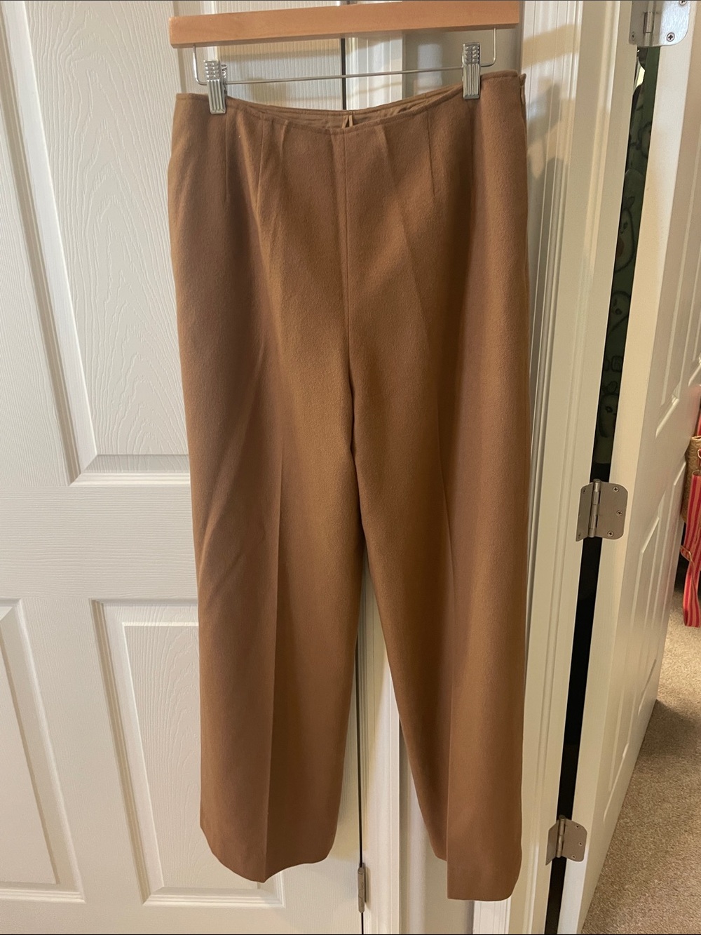 VTG Oscar de la Renta Camel Straight-Leg Wool Trousers silk lined Union tag